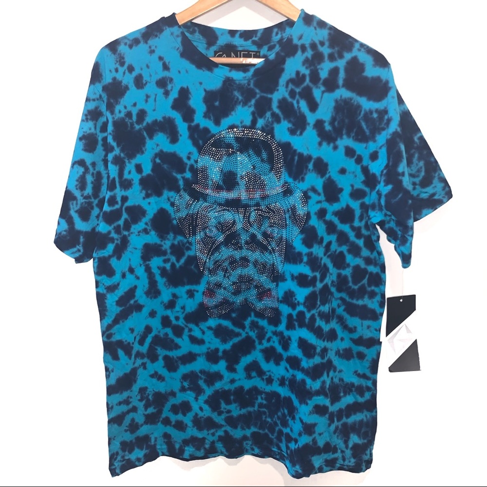 Pug Dog Tie Dye Novelty Bedazzled T-Shirt Tee